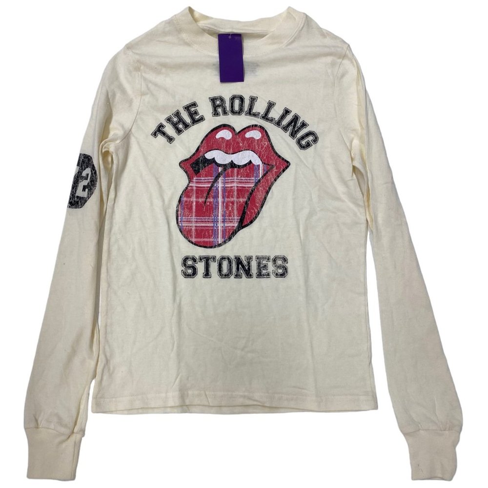 The Rolling Stones Women's Long Sleeve Graphic T-Shirt 72 Plaid Tongue Logo Tee - Picture 4 of 12
